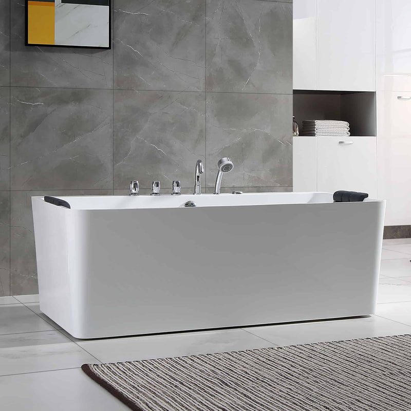 Empava - 67" Freestanding Whirlpool Bathtub with Faucet and Center Drain - EMPV-67AIS03 - IMG3