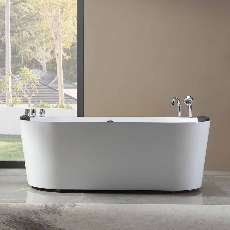 Empava - 67" Freestanding Hydro Massage Whirlpool Bathtub with Center Drain - EMPV-67AIS07 - IMG6