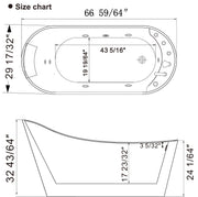Empava - 67" Freestanding Whirlpool Tub with Faucet and Reversible Drain - EMPV-67AIS09 - IMG11