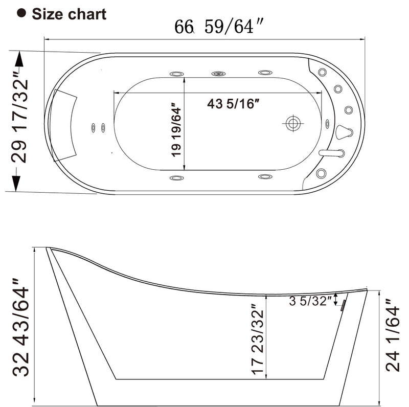 Empava - 67" Freestanding Whirlpool Tub with Faucet and Reversible Drain - EMPV-67AIS09 - IMG11