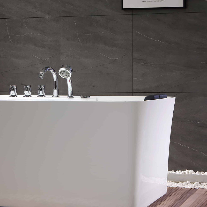 Empava - 67" Freestanding Rectangle Whirlpool Bathtub with Center Drain - EMPV-67AIS16 - IMG7