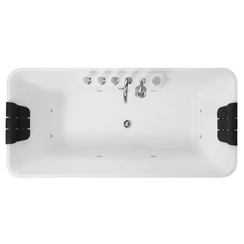 Empava - 67" Freestanding Rectangle Whirlpool Bathtub with Center Drain - EMPV-67AIS16 - IMG12