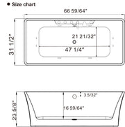 Empava - 67" Freestanding Rectangle Whirlpool Bathtub with Center Drain - EMPV-67AIS16 - IMG13
