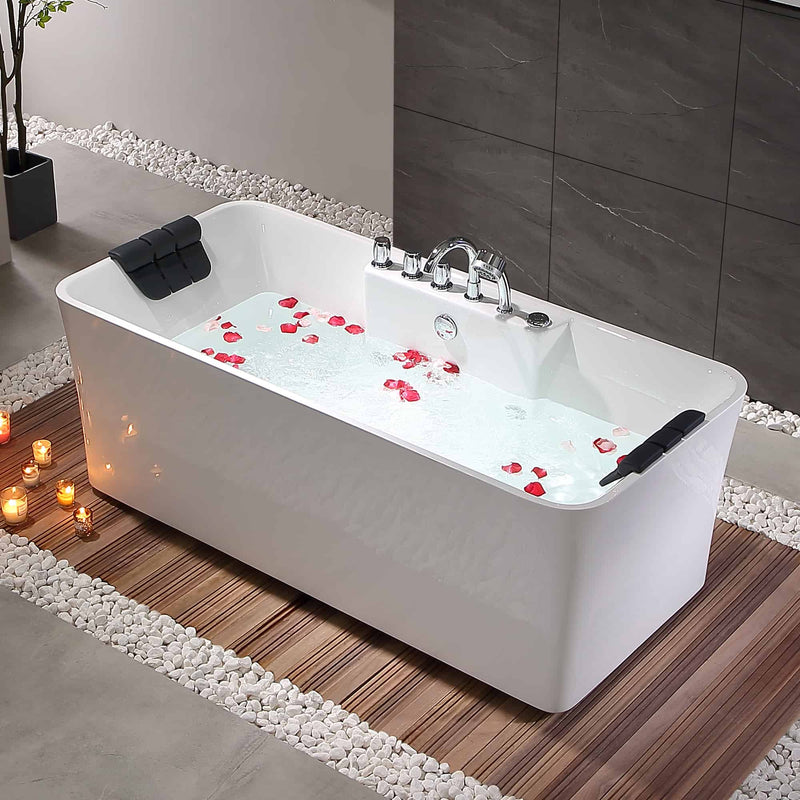 Empava - 67" Freestanding Rectangle Whirlpool Bathtub with Center Drain - EMPV-67AIS16 - IMG8