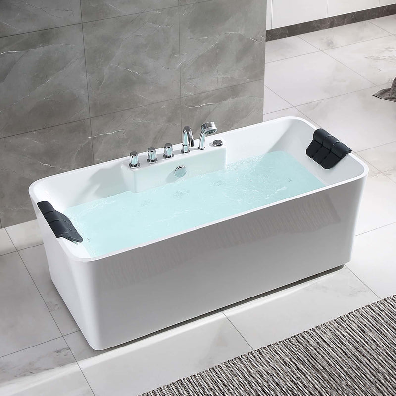 Empava - 67" Freestanding Rectangle Whirlpool Bathtub with Center Drain - EMPV-67AIS16 - IMG5