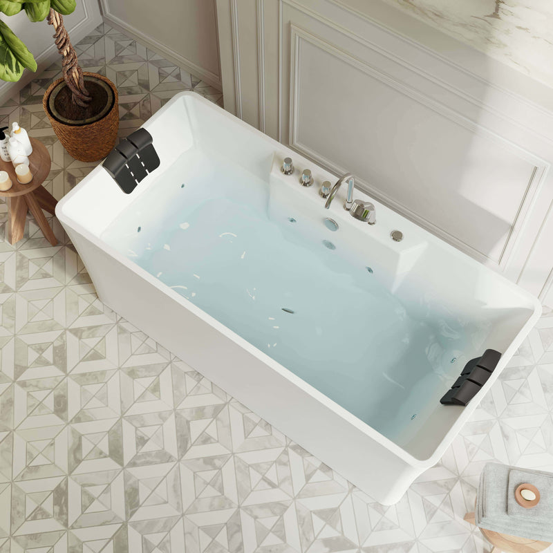 Empava - 67" Freestanding Rectangle Whirlpool Bathtub with Center Drain - EMPV-67AIS16 - IMG3