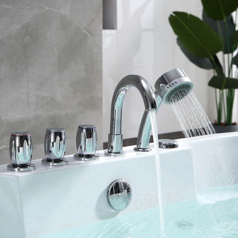 Empava - 67" Oval Freestanding Whirlpool Bathtub with Center Drain - EMPV-67AIS17 - IMG7