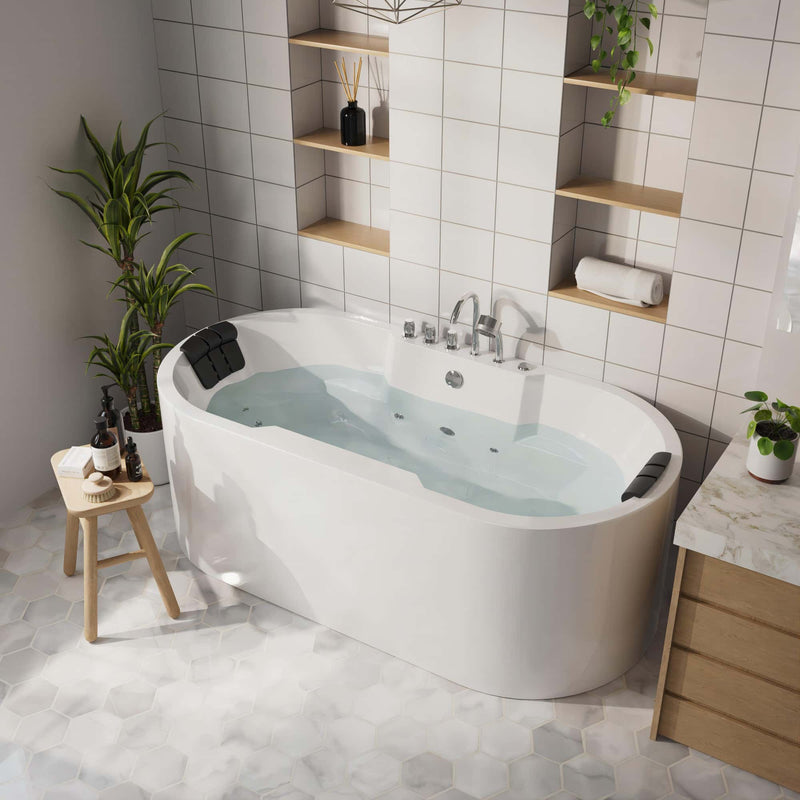 Empava - 67" Oval Freestanding Whirlpool Bathtub with Center Drain - EMPV-67AIS17 - IMG2