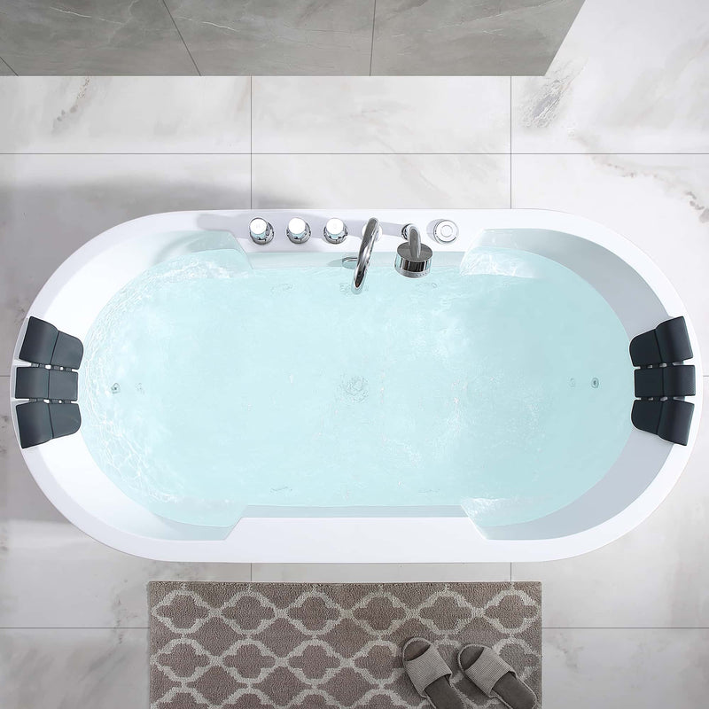 Empava - 67" Oval Freestanding Whirlpool Bathtub with Center Drain - EMPV-67AIS17 - IMG4