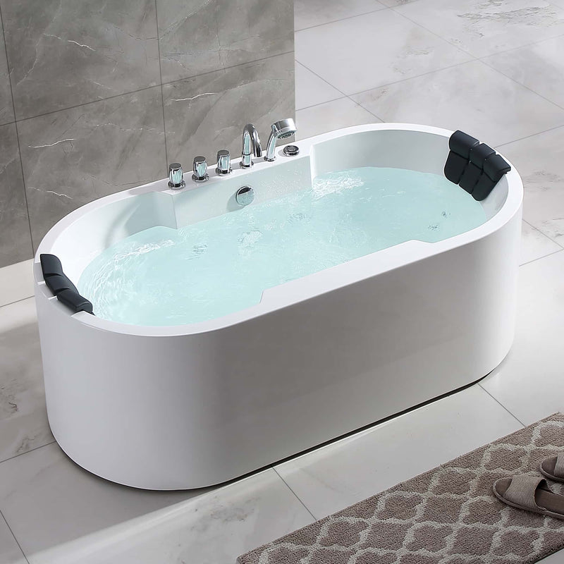 Empava - 67" Oval Freestanding Whirlpool Bathtub with Center Drain - EMPV-67AIS17 - IMG5