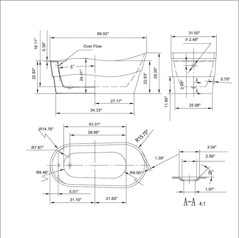Empava - 67" Freestanding Soaking Tub with Left Drain - EMPV-67FT1527 - IMG8