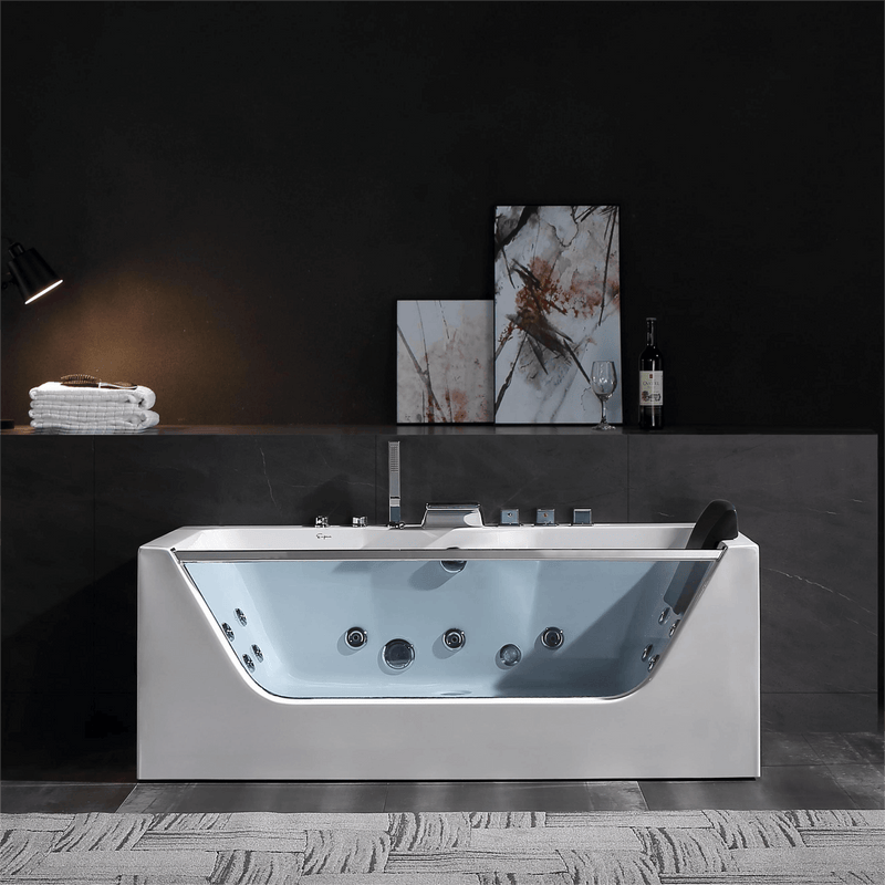Empava - 67" Alcove LED Whirlpool Bathtub with Center Drain - EMPV-67JT408LED - IMG1