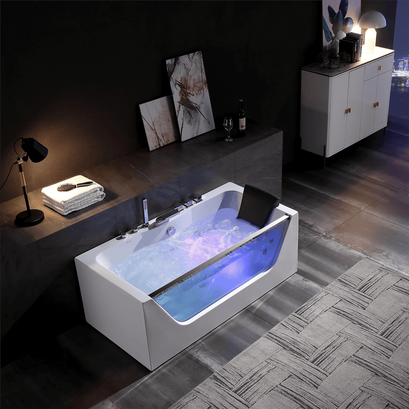 Empava - 67" Alcove LED Whirlpool Bathtub with Center Drain - EMPV-67JT408LED - IMG4