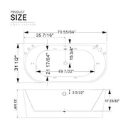 Empava - 71" Freestanding Hydro Massage Whirlpool Bathtub with Center Drain - EMPV-71AIS08 - IMG11
