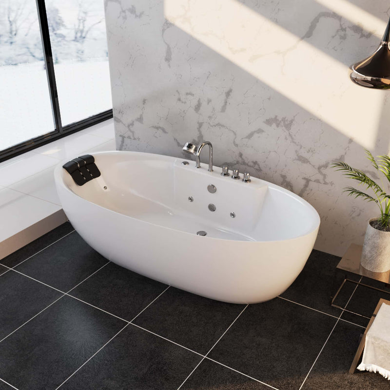 Empava - 71" Acrylic Freestanding Whirlpool Bathtub with Center Drain - EMPV-71AIS14 - IMG1