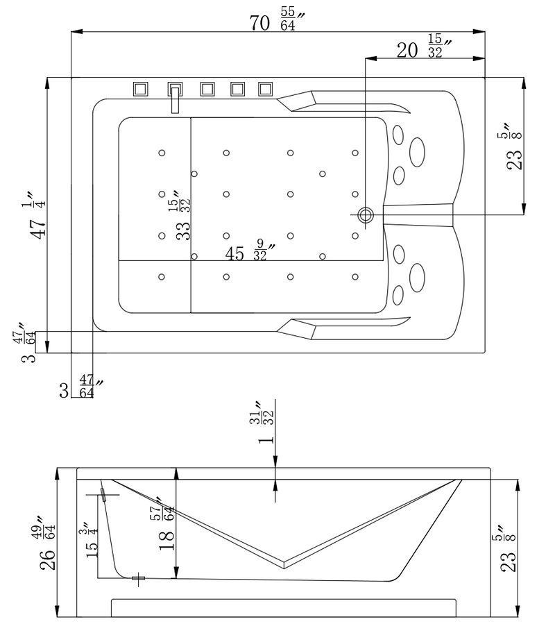 Empava - 71" Alcove Whirlpool 2-Person Bathtub with Right Drain - EMPV-71JT667B - IMG10
