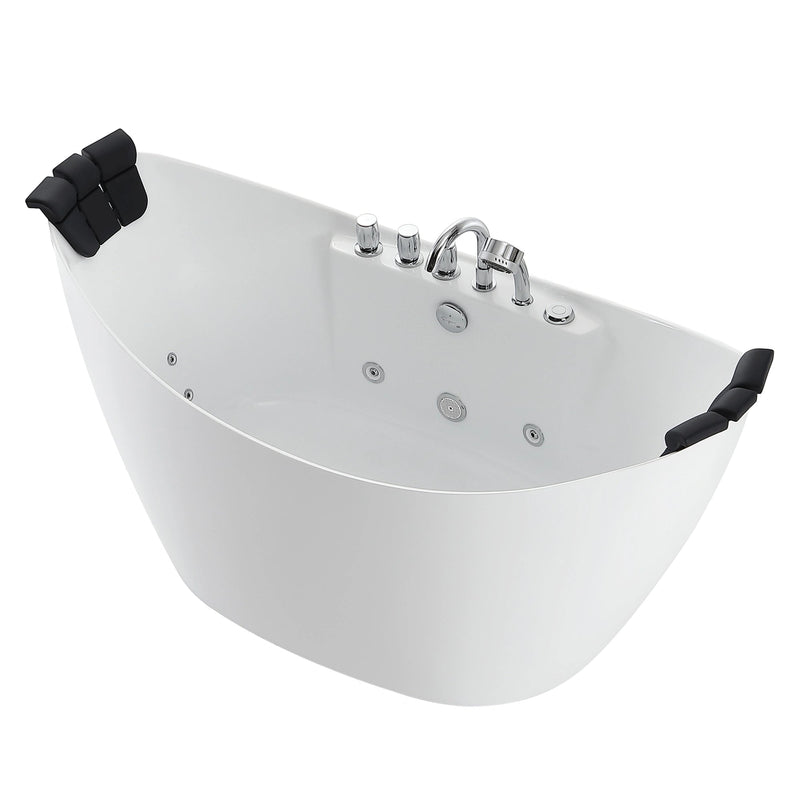 Empava - 59" Freestanding Boat-shaped Whirlpool Bathtub with Center Drain - EMPV-59AIS11 - IMG13