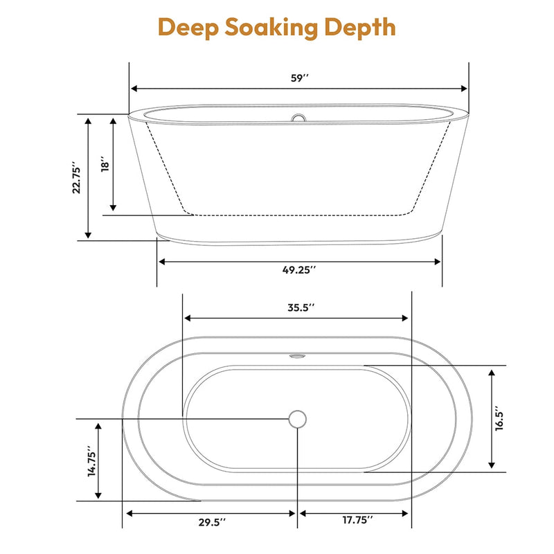 Empava - 59" Freestanding Soaking Tub with Center Drain - EMPV-59FT1505 - IMG10