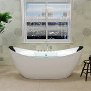 Empava - 67" Freestanding Boat-shaped Whirlpool Bathtub with Center Drain - EMPV-67AIS10 - IMG1