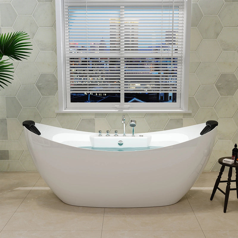 Empava - 67" Freestanding Boat-shaped Whirlpool Bathtub with Center Drain - EMPV-67AIS10 - IMG1