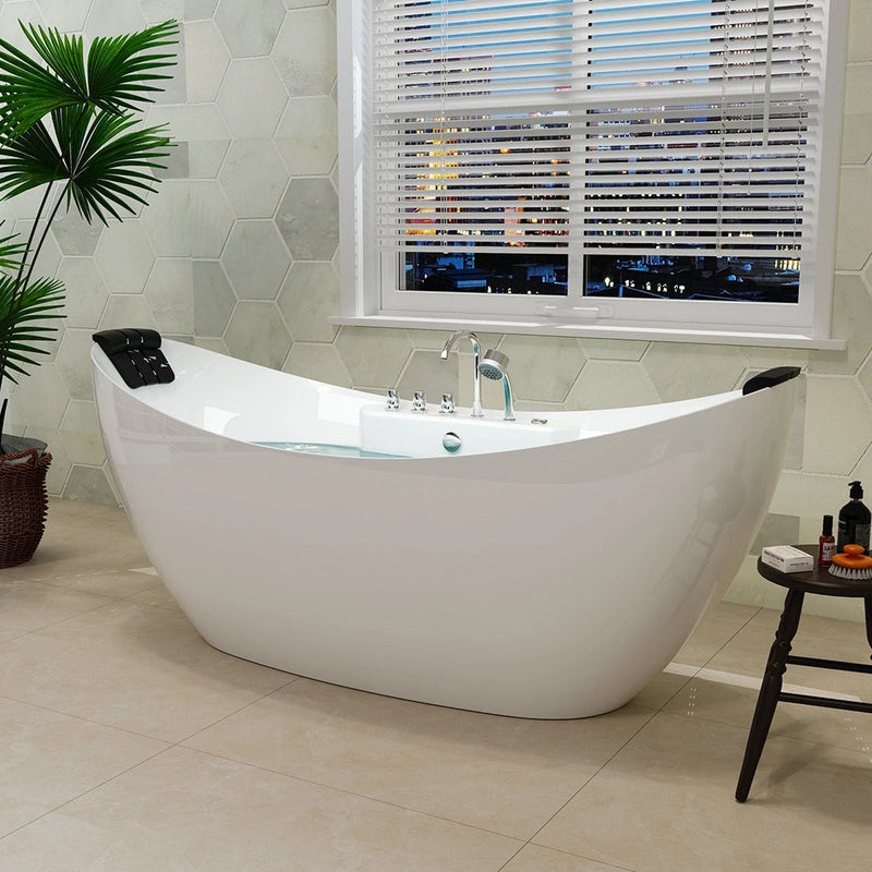 Empava - 67" Freestanding Boat-shaped Whirlpool Bathtub with Center Drain - EMPV-67AIS10 - IMG2