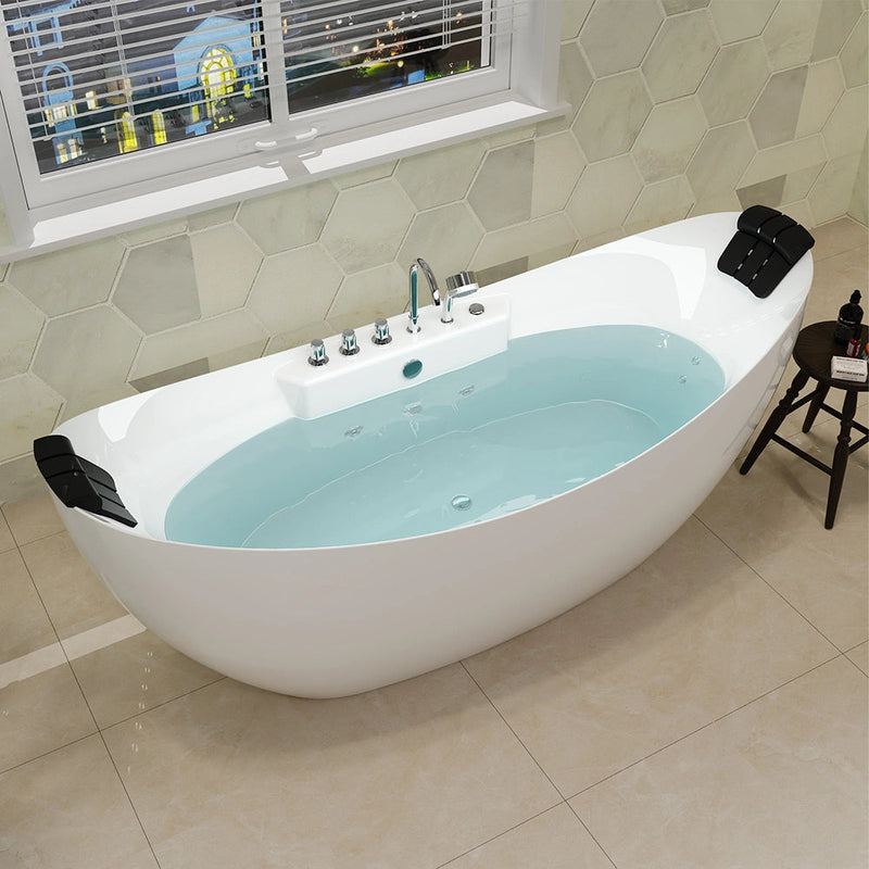 Empava - 67" Freestanding Boat-shaped Whirlpool Bathtub with Center Drain - EMPV-67AIS10 - IMG3