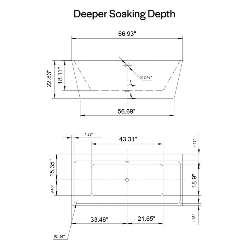 Empava - 67" Freestanding Soaking Tub with Center Drain - EMPV-67FT1516 - IMG10
