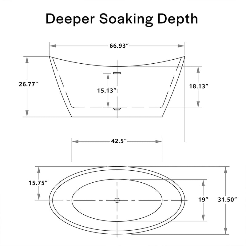 Empava - 67" Freestanding Soaking Tub with Center Drain - EMPV-67FT1518 - IMG9