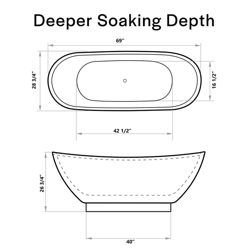Empava - 69" Freestanding Soaking Tub with Center Drain - EMPV-69FT1603 - IMG9
