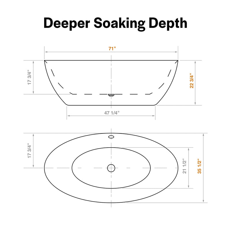 Empava - 71" Freestanding Soaking Tub with Center Drain - EMPV-71FT1503 - IMG9