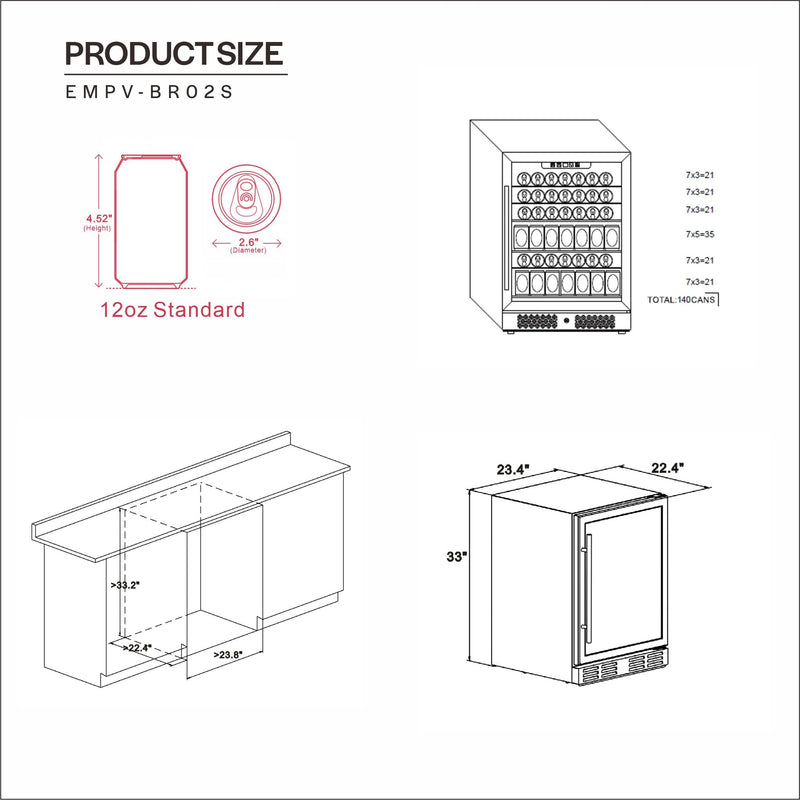 Empava - 24-inch Freestanding & Under Counter Beverage Fridge - EMPV-BR02S - IMG15