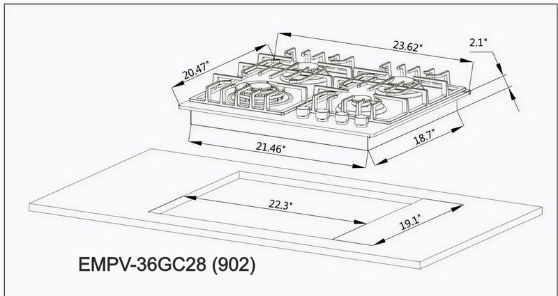 Empava - 24-inch Built-in Gas Cooktops - EMPV-24GC28 - IMG6