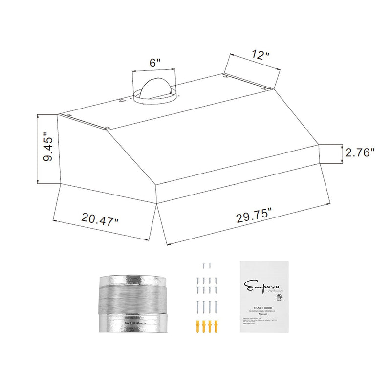 Empava - 30-inch 400 CFM Ducted Under Cabinet Range Hood - EMPV-30RH07 - IMG9