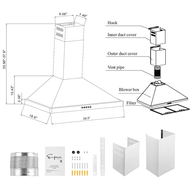 Empava - 30-inch 400 CFM Wall Mount Range Hood - EMPV-30RH05 - IMG9