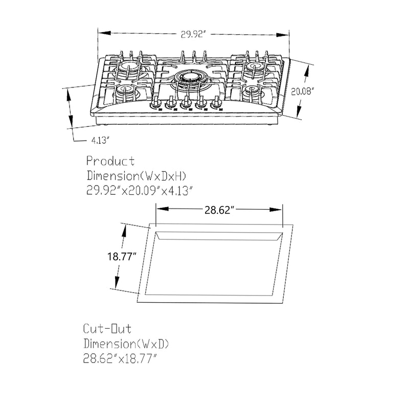 Empava - 30-inch Built-in Gas Cooktops - EMPV-30GC5B70C - IMG7