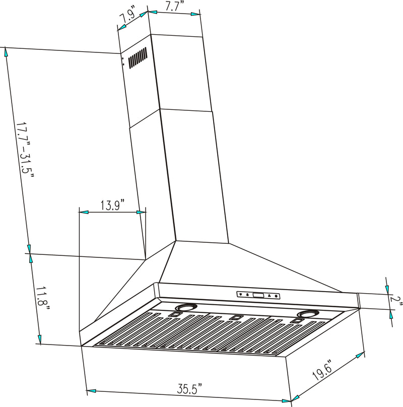 Empava - 36-inch 380 CFM Ducted Wall Mount Range Hood - EMPV-36RH04 - IMG11