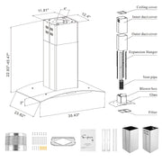 Empava - 36-inch 400 CFM Kitchen Island Wall Mount Ducted Range Hood - EMPV-36RH09 - IMG13