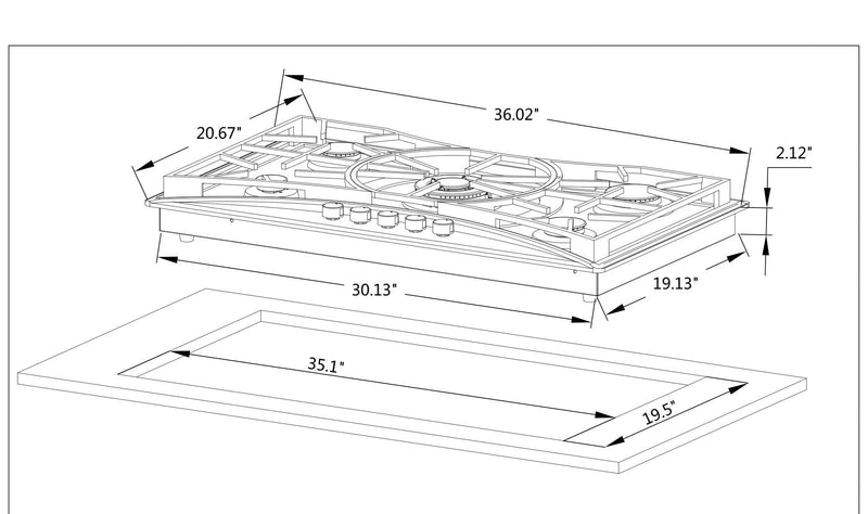 Empava - 36-inch Built-in Gas Cooktops - EMPV-36GC22 - IMG7
