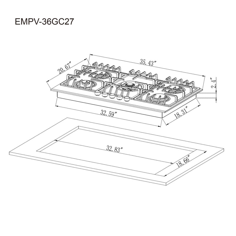 Empava - 36-inch Built-in Gas Cooktops - EMPV-36GC27 - IMG8