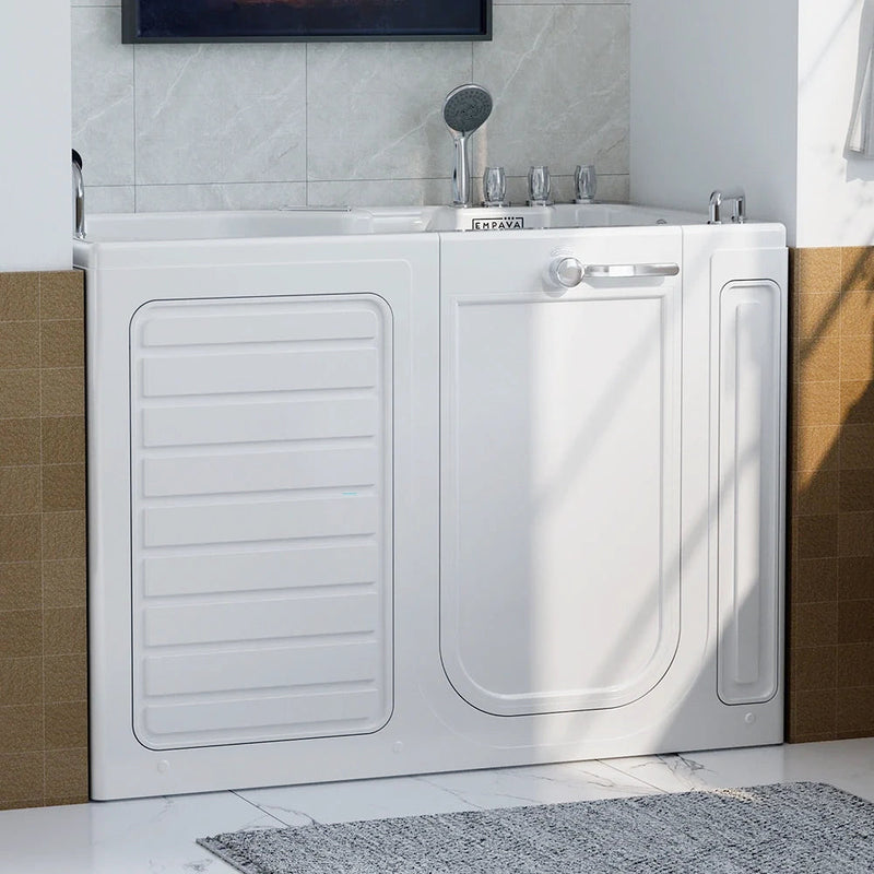 Empava - 54" Alcove Inline Heater Whirlpool Walk-in Tub 2.0 Upgraded with Right Drain - EMPV-54WIT08 - IMG2