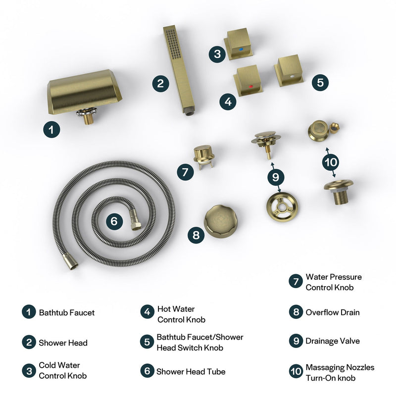 Empava - Bathtub Faucet Fixtures For EMPV-59JT408LED Whirlpool Tub (Bronze) - ACC-408ORB - IMG24