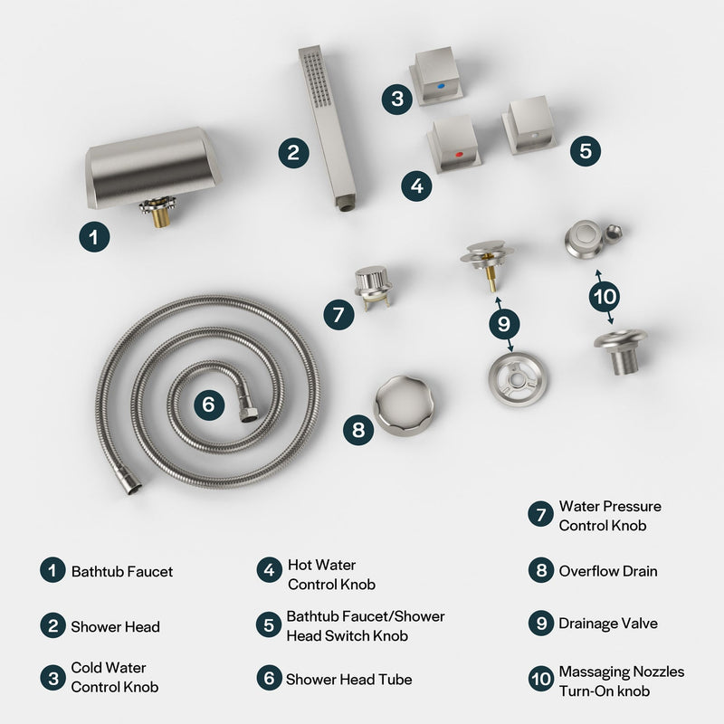 Empava - Bathtub Faucet Fixtures For EMPV-59JT408LED Whirlpool Tub (Bronze) - ACC-408ORB - IMG18