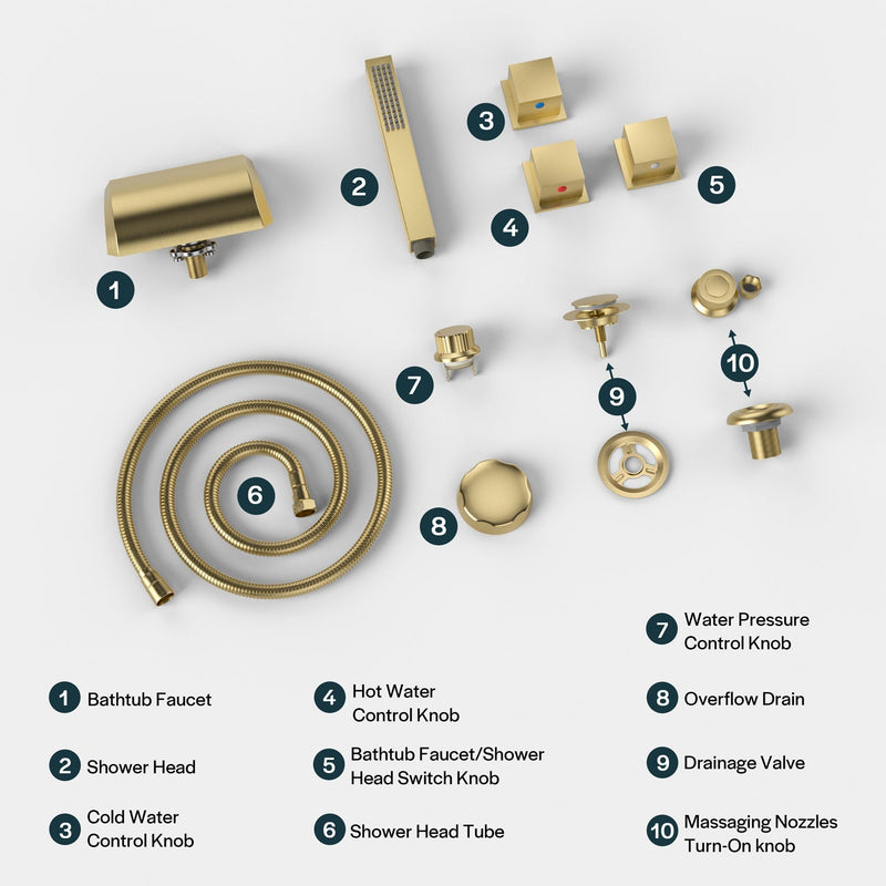 Empava - Bathtub Faucet Fixtures For EMPV-59JT408LED Whirlpool Tub (Bronze) - ACC-408ORB - IMG12