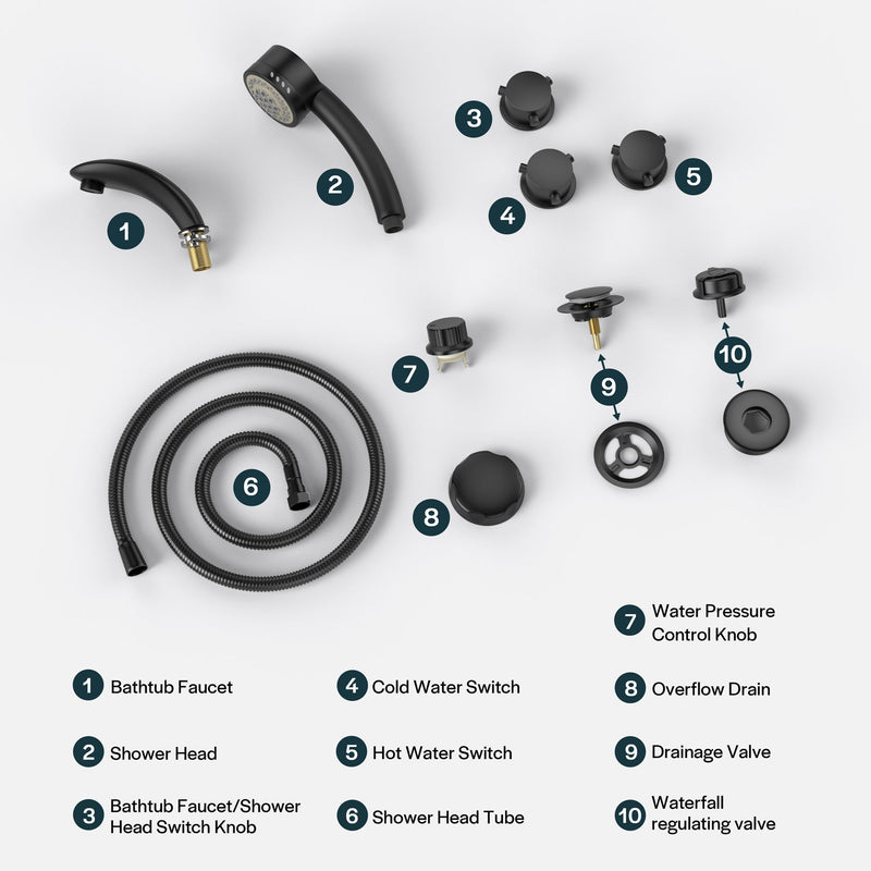 Empava - Bathtub Faucet Fixtures For EMPV-67JT351LED Whirlpool Waterfall Tub (Bronze) - ACC-351ORB - IMG6