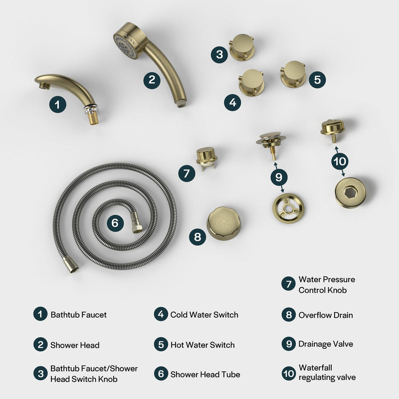 Empava - Bathtub Faucet Fixtures For EMPV-67JT351LED Whirlpool Waterfall Tub (Bronze) - ACC-351ORB - IMG24
