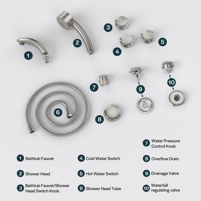 Empava - Bathtub Faucet Fixtures For EMPV-67JT351LED Whirlpool Waterfall Tub (Bronze) - ACC-351ORB - IMG18