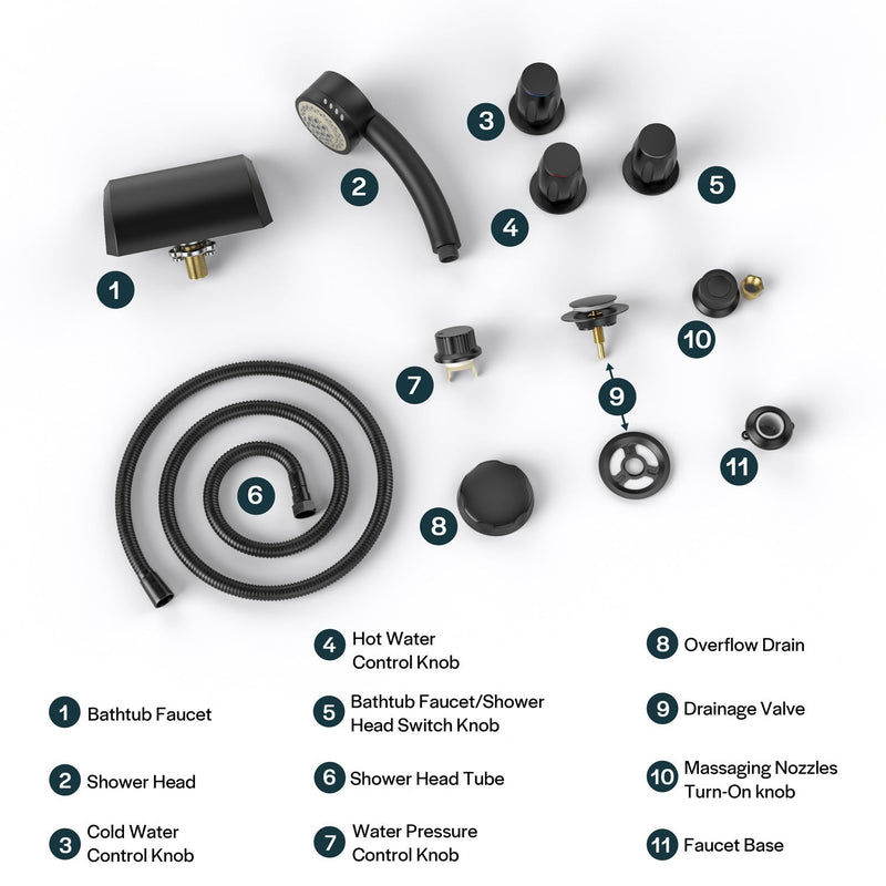 Empava - Bathtub Faucet Fixtures For EMPV-71JT667B 2-Person Whirlpool Tub (Bronze) - ACC-667ORB - IMG6