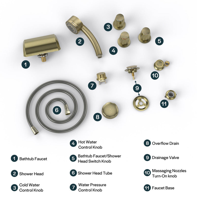 Empava - Bathtub Faucet Fixtures For EMPV-71JT667B 2-Person Whirlpool Tub (Bronze) - ACC-667ORB - IMG24