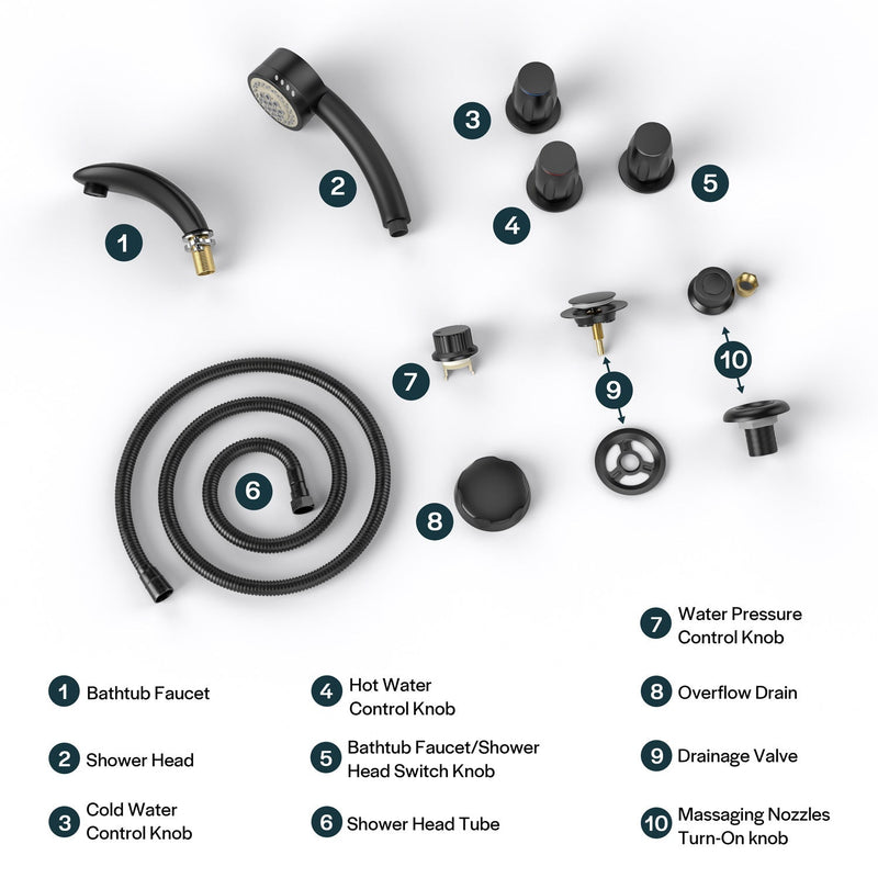 Empava - Bathtub Faucet Fixtures For EMPV-72JT367LED 2-Person Whirlpool Tub (Bronze) - ACC-367ORB - IMG6