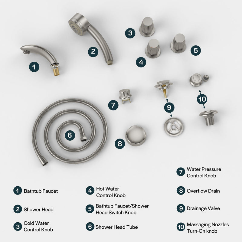 Empava - Bathtub Faucet Fixtures For EMPV-72JT367LED 2-Person Whirlpool Tub (Bronze) - ACC-367ORB - IMG18